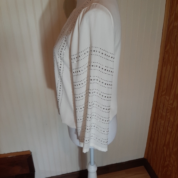 Alfani Long Sleeve Stunning Studded Blouse With Ballon Elastic Waist - Picture 4 of 7